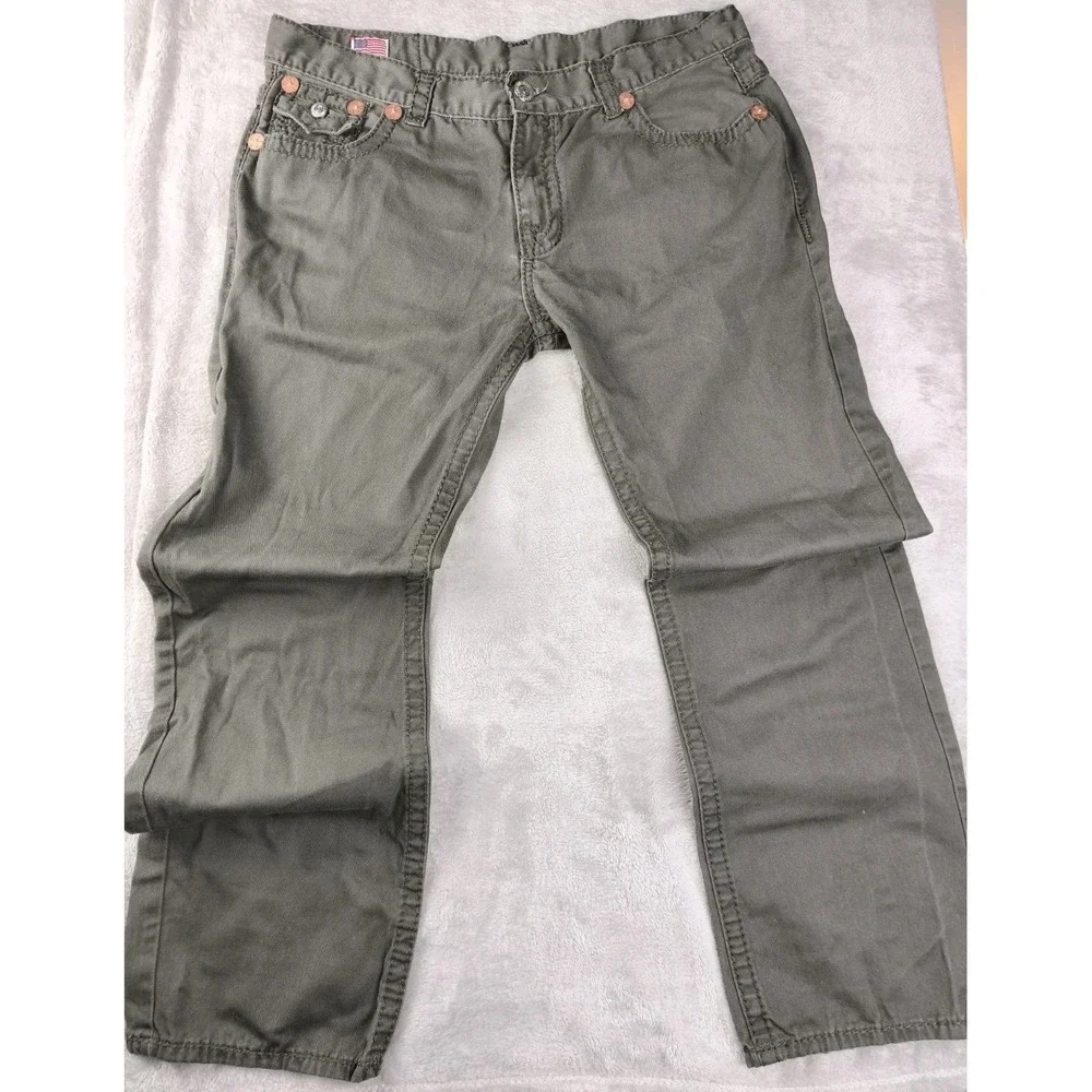True Religion Johnny Super‎ T Jeans Olive Green Size 40 Y2K Flap Pocket